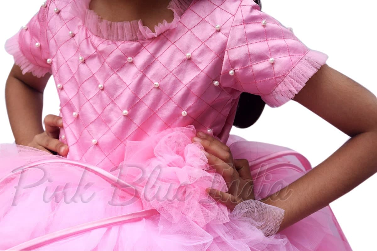 Designer baby girl cupcake gown in pink, birthday celebration wear, adorable style