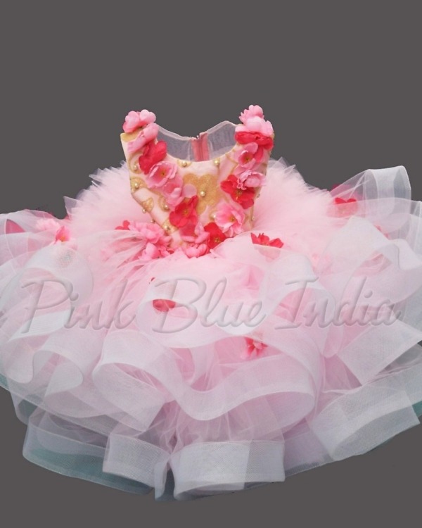 Baby girl long tail party gown birthday stylish princess look