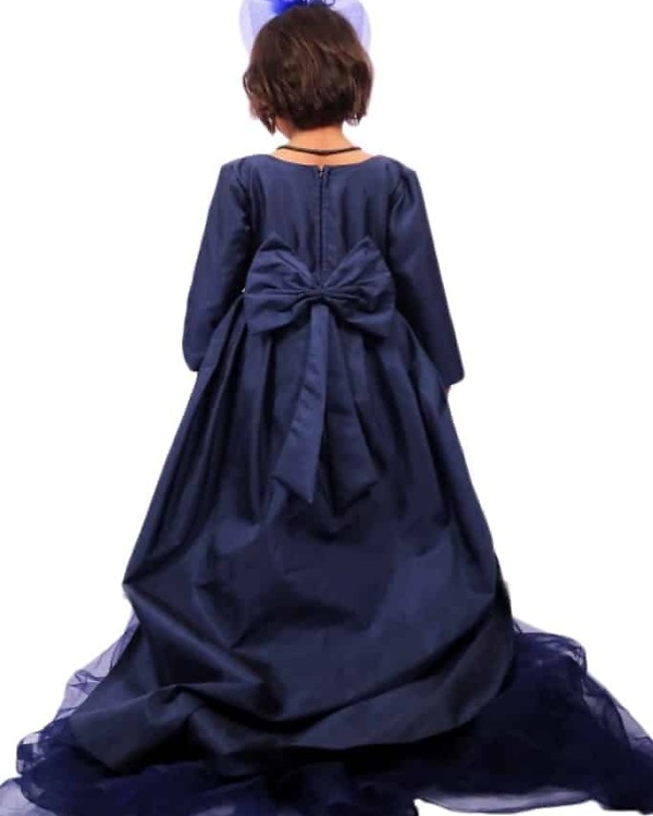 Designer blue birthday gown for baby girl party elegant stylish look