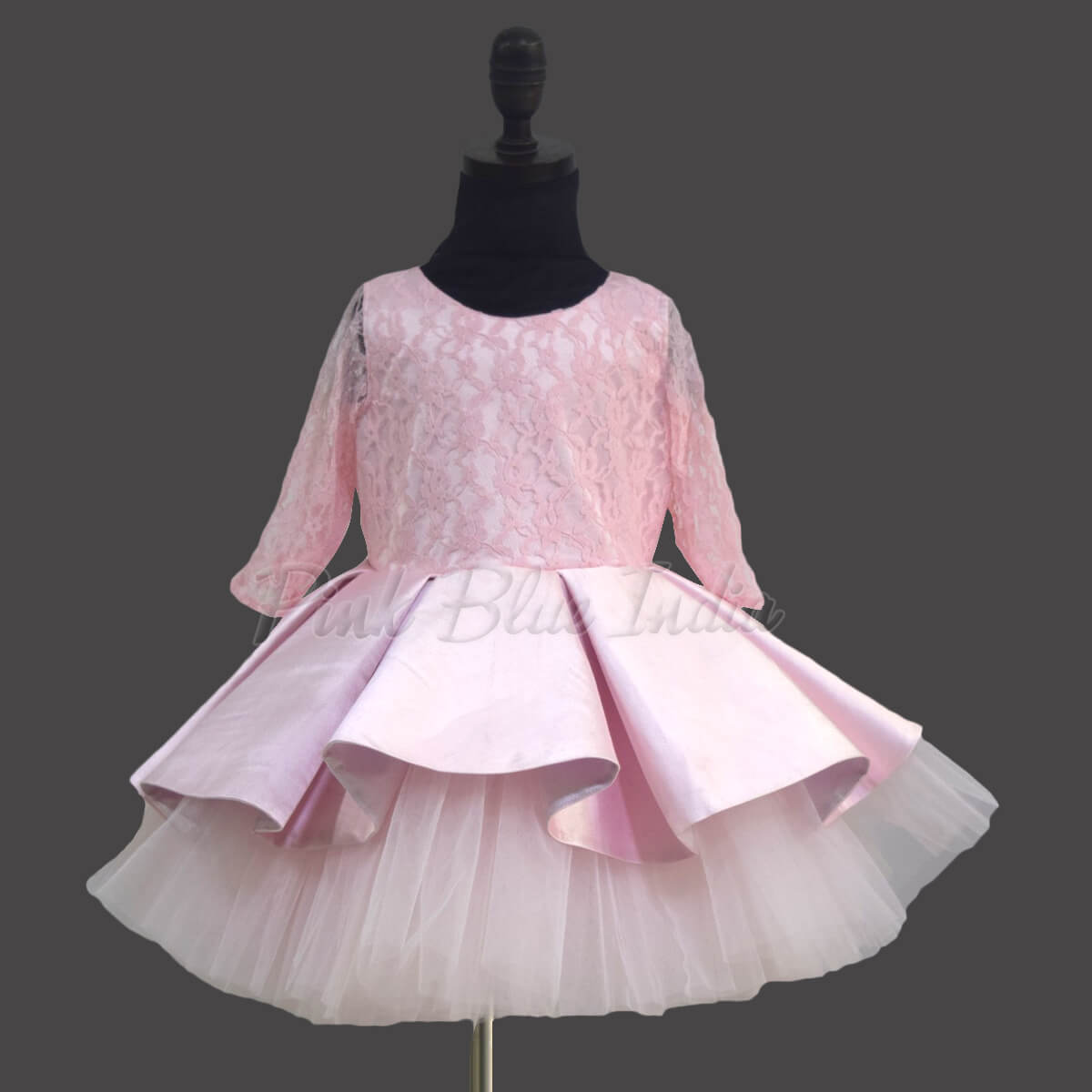 Designer box pleat dress for kids party wear stylish birthday outfit