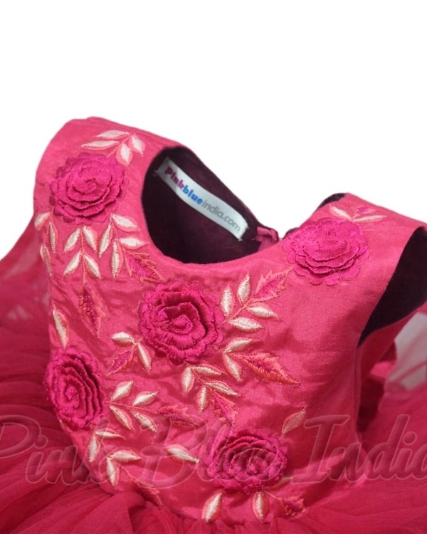 Designer wine red gown for girls birthday stylish party wear