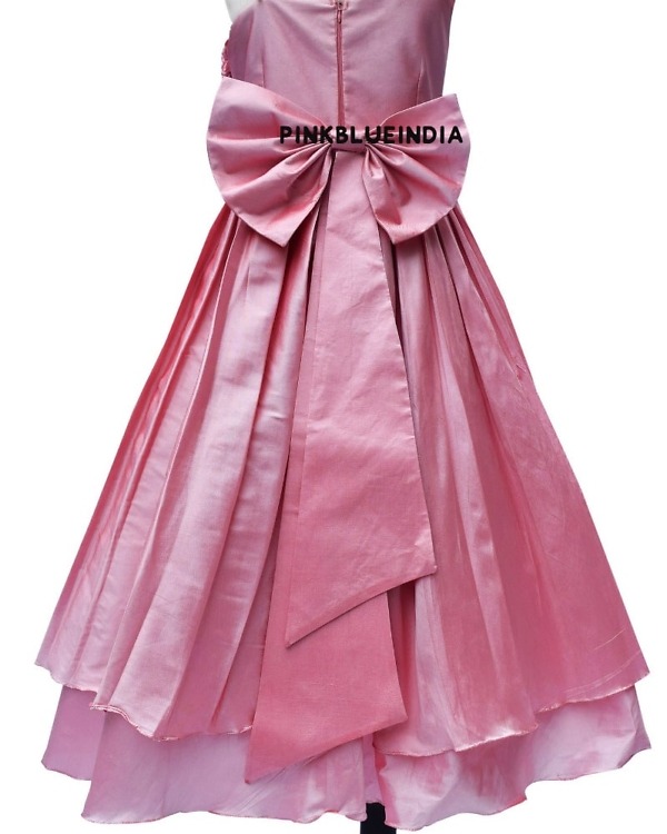 Girls silk gown pink designer party dress festive occasion stylish princess look