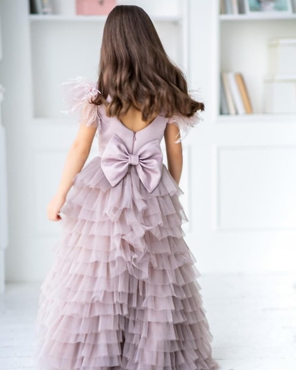 Designer lavender birthday gown for girls stylish elegant party wear