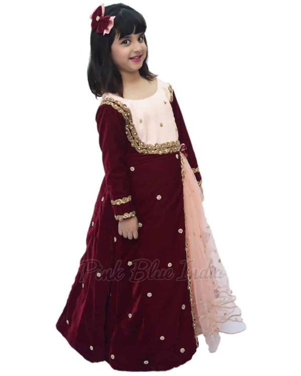 Indian wedding velvet gown for girls stylish elegant celebration wear