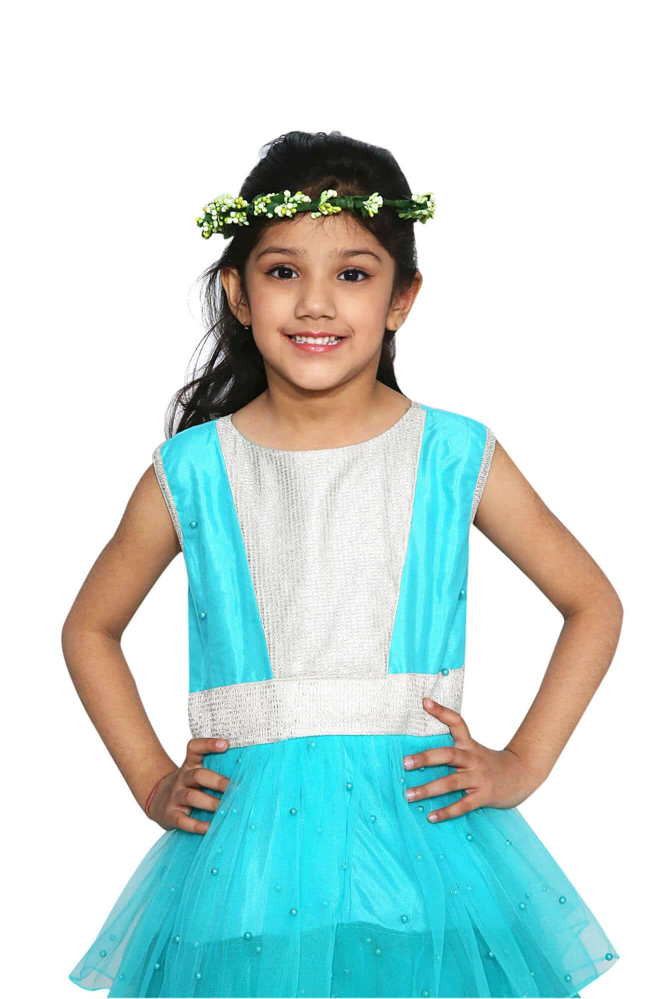 Kids girl tiered frill gown party wear stylish birthday elegant outfit