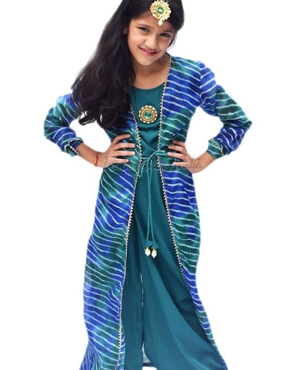 Designer chanderi jacket crop top palazzo for girls wedding