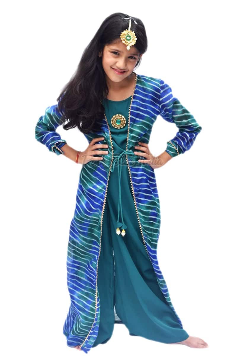 Designer chanderi jacket crop top palazzo for girls wedding