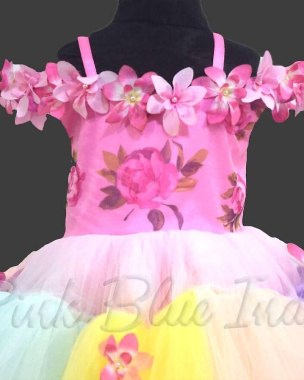 Floral party wear dress for baby girl in pastel print, stylish birthday outfit