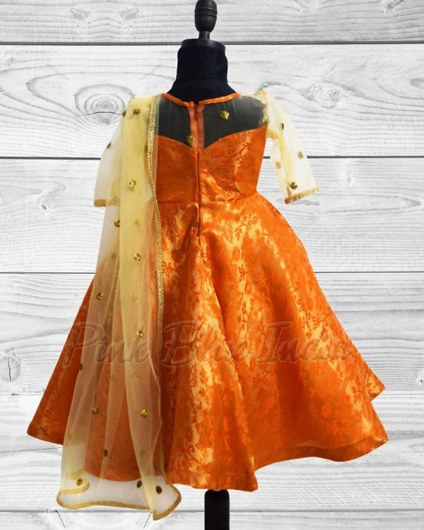 Designer pattu pavadai for newborn baby girl wedding stylish