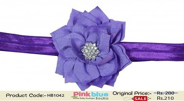 Purple designer toddler hairband for birthday, trendy and stylish wear