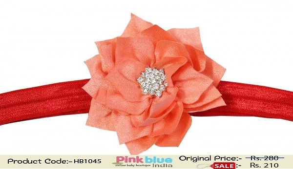 Designer red toddler hairband for wedding, bold and stylish party accessory