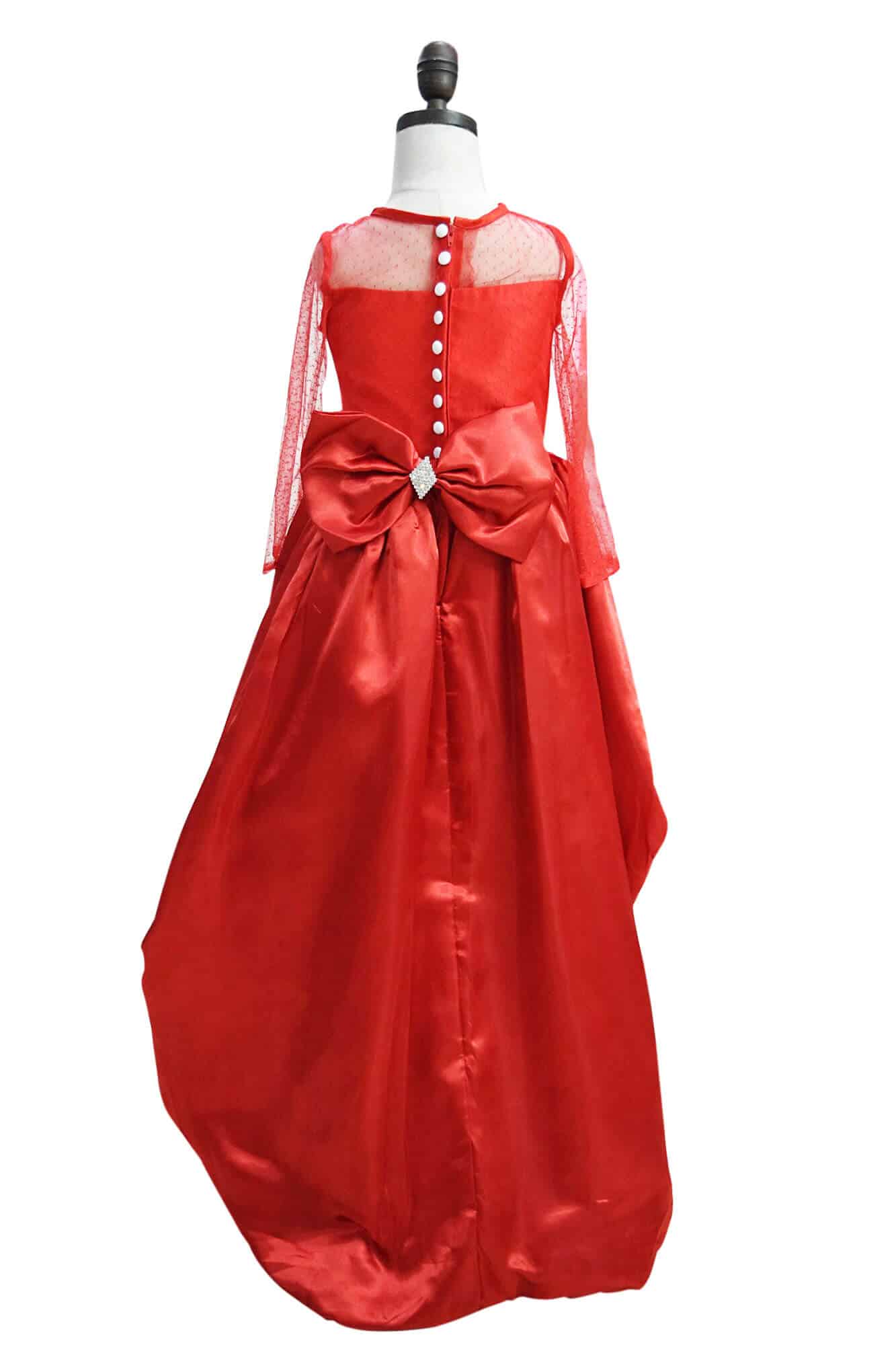 Kids red satin net high low dress birthday party stylish outfit