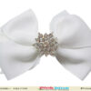 White infant girl headband for baptism or wedding, pure and elegant style