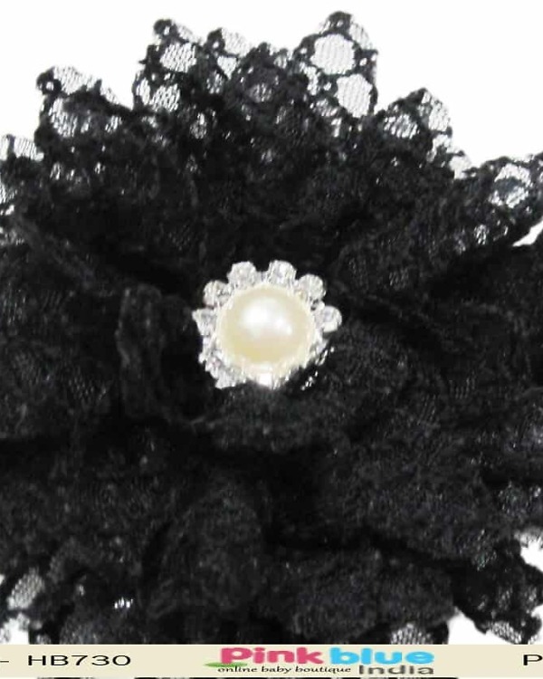 Baby girl black hairband elegant party accessory sleek stylish look