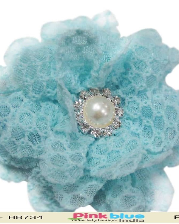 Baby girl sky blue hairband elegant festive accessory soft stylish look