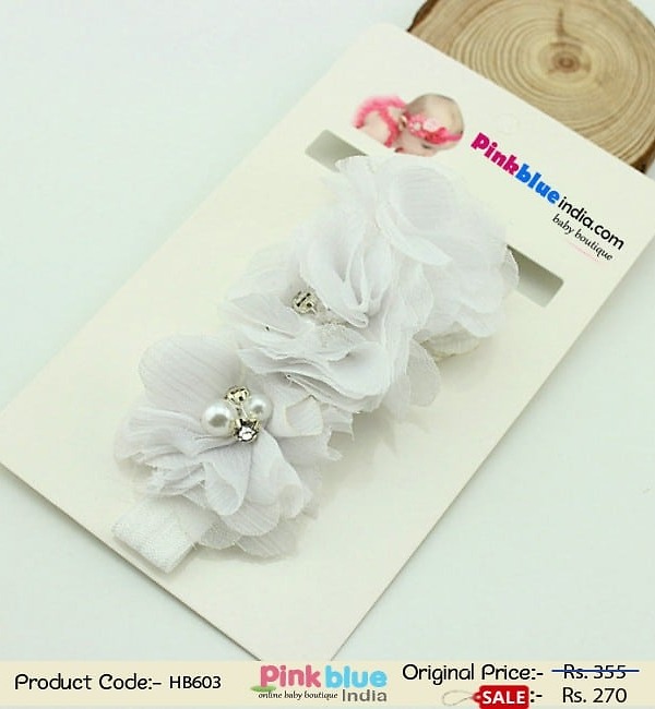 Elegant white toddler headband for baby girls, wedding occasion accessory, soft stylish gift