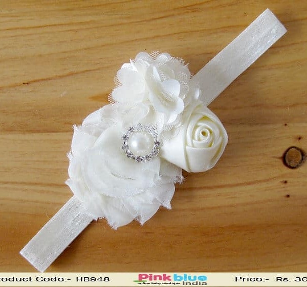 Elegant white kids hair accessory for wedding wear, classy stylish look