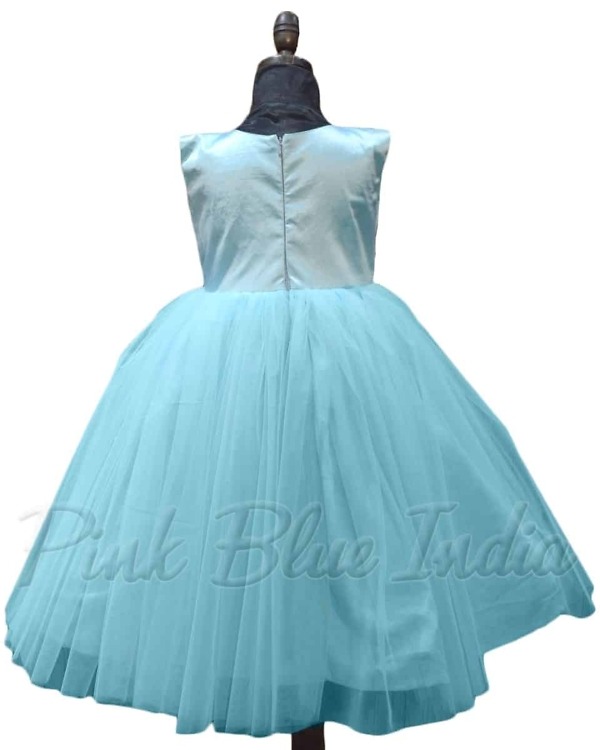 Elsa theme blue gown for girls birthday party elegant outfit