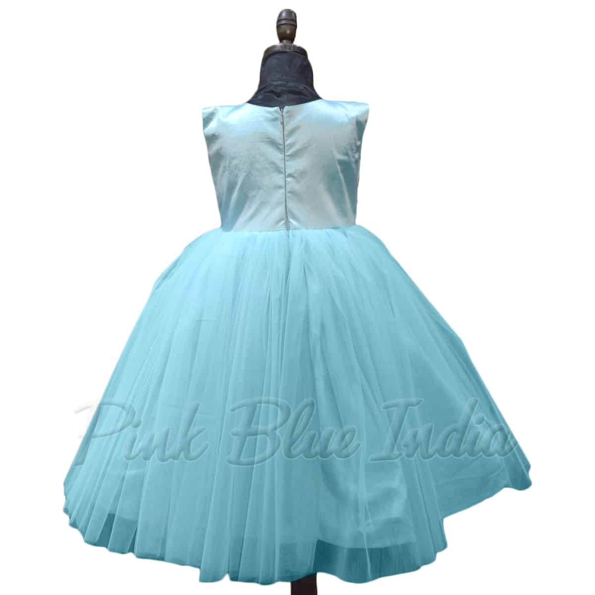 Elsa theme blue gown for girls birthday party elegant outfit