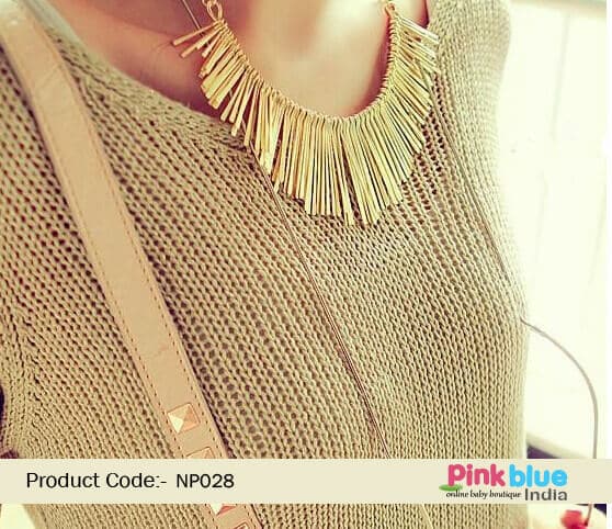 Gold plate necklace for women sleek design party wear modern look
