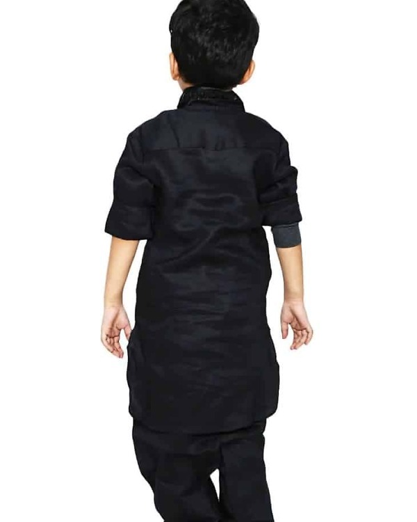 Black kurta pajama for baby boy, stylish festive outfit