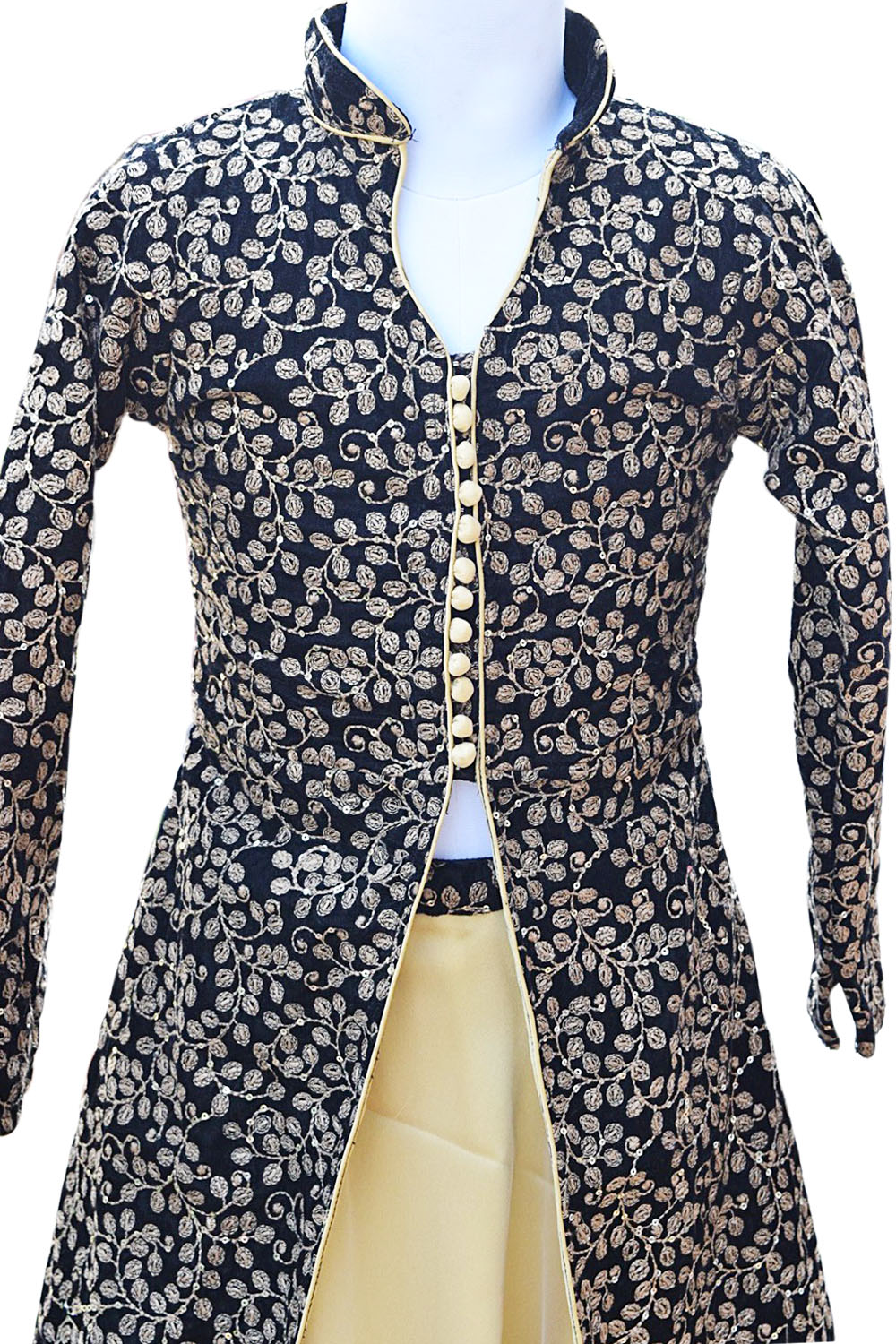 Black velvet jacket with skirt for girls, stylish festive outfit