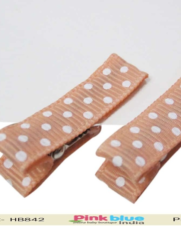 Kids light peach hair clips soft party accessory elegant cute styling