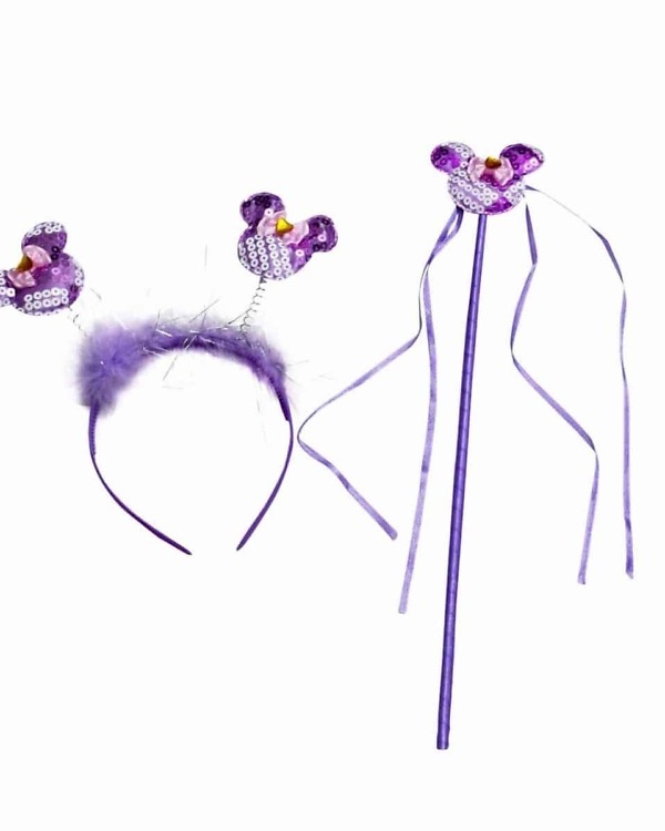 Lavender fairy accessory set for girls with wings and wand, birthday look