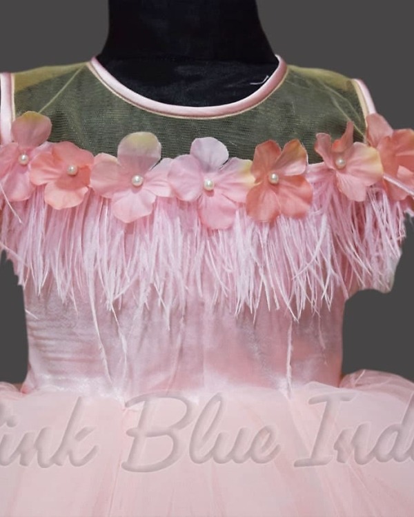 Feather dress for baby girl stylish birthday celebration elegant outfit