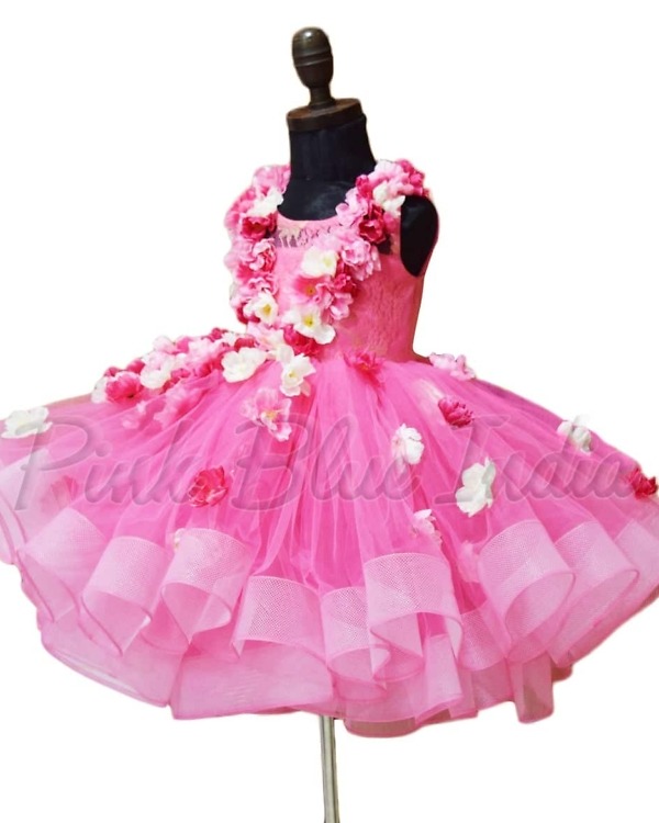 Pink bow dress for girls elegant birthday celebration stylish wear
