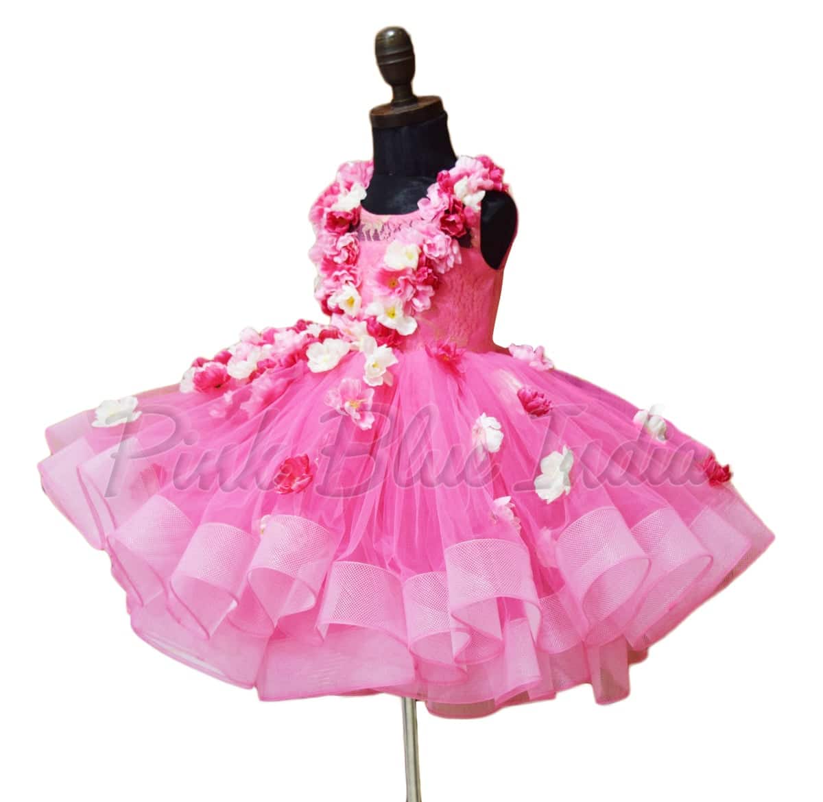 Pink bow dress for girls elegant birthday celebration stylish wear