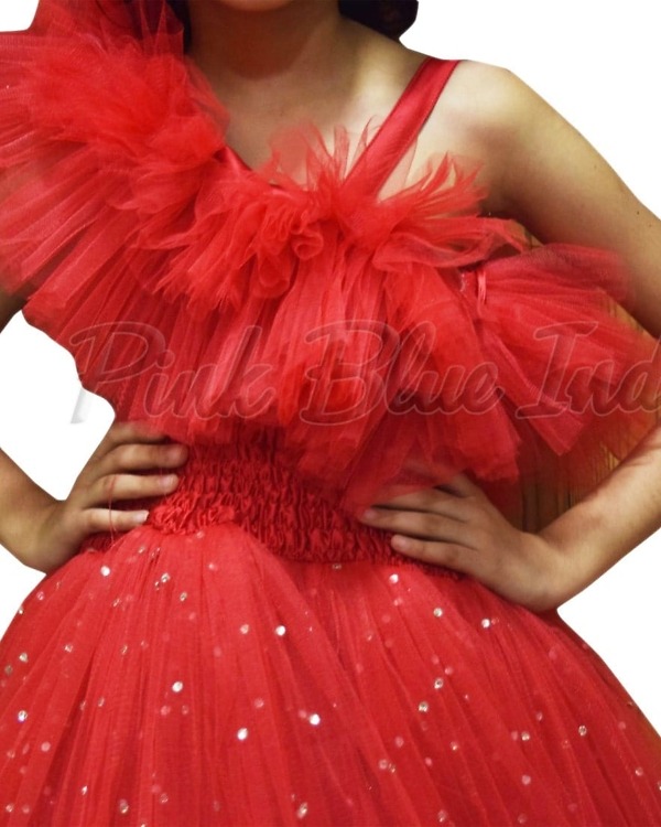 Red party gown for girls elegant birthday celebration stylish outfit