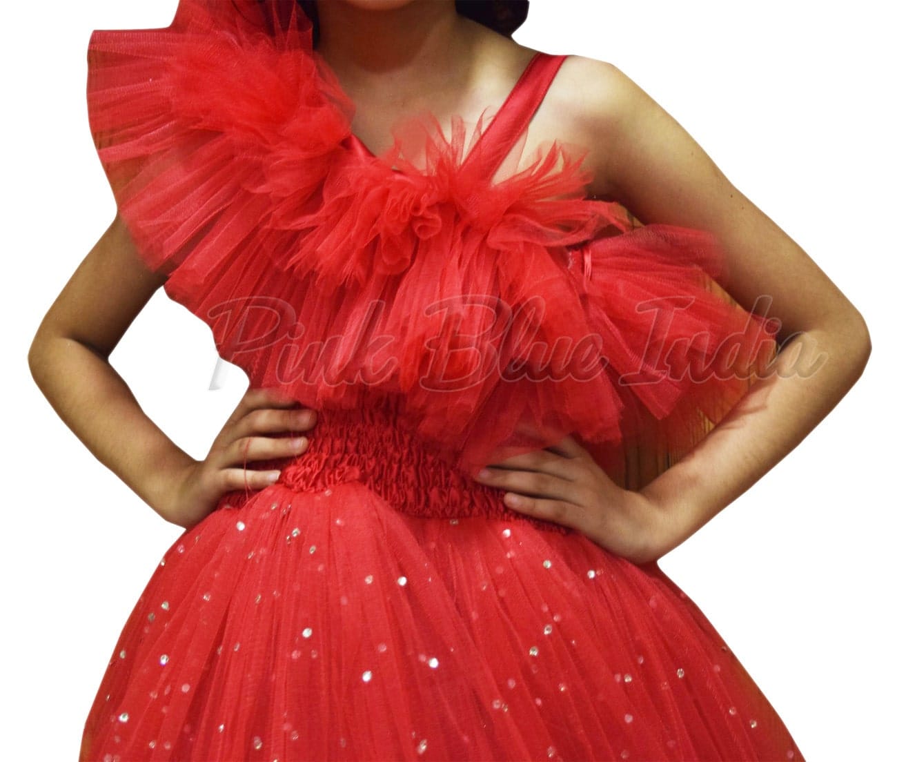 Red party gown for girls elegant birthday celebration stylish outfit
