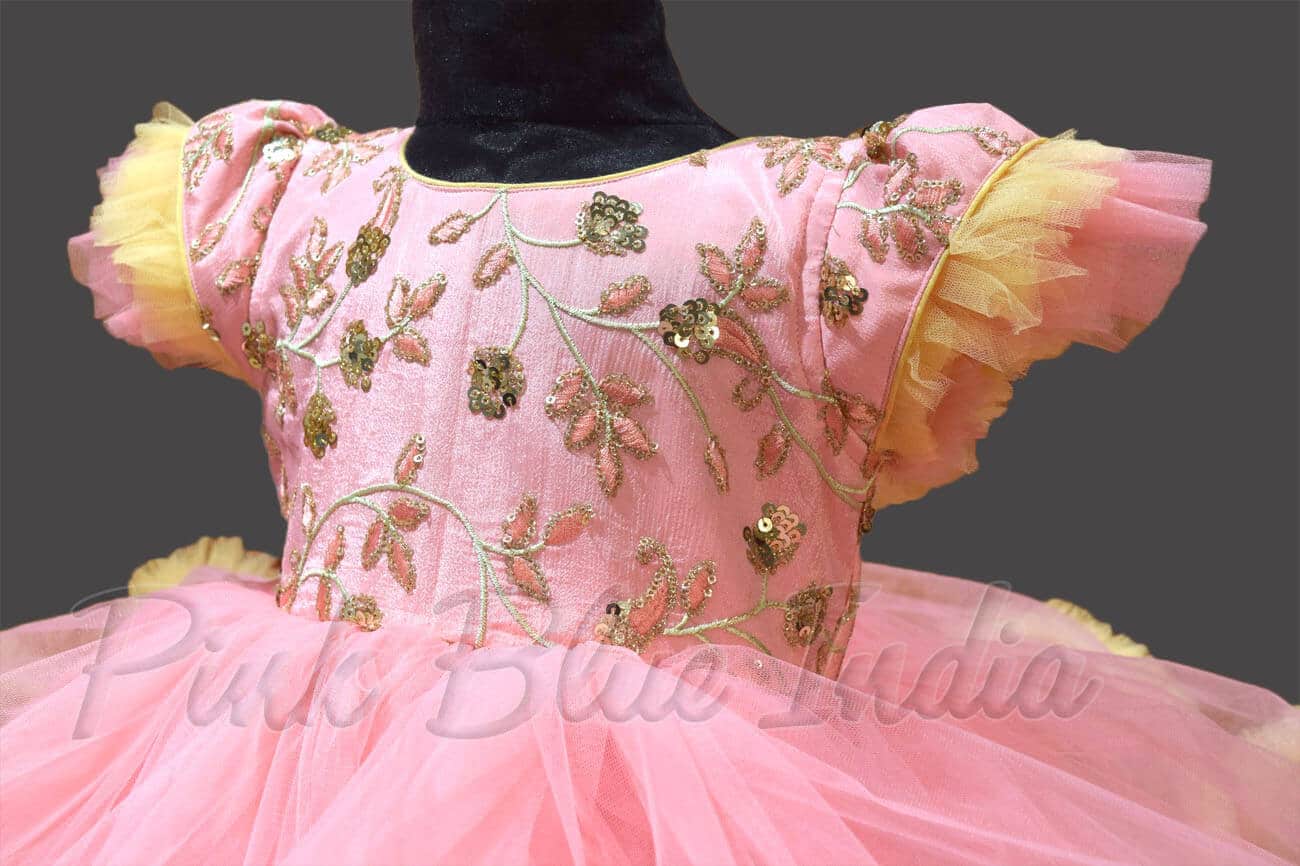 Pink fluffy dress for girls birthday party wear cute stylish outfit