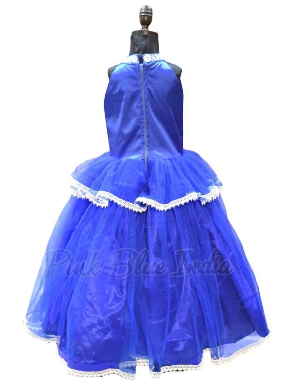 Blue halter neck dress for girls birthday party elegant outfit