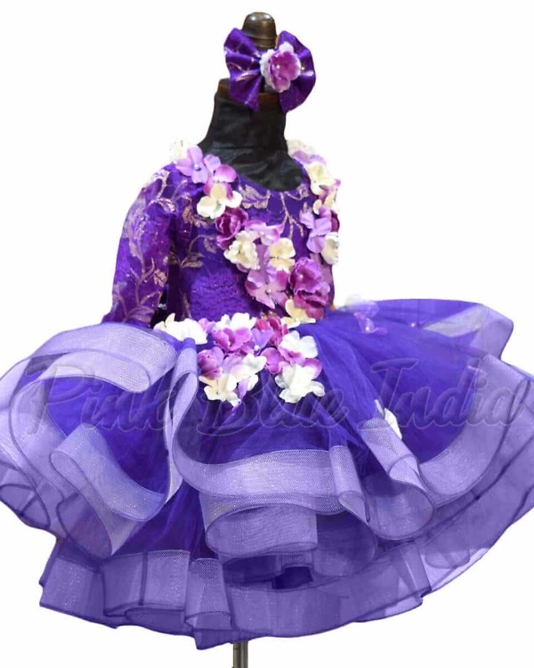 Girls multi layered gown for birthday party elegant stylish wear
