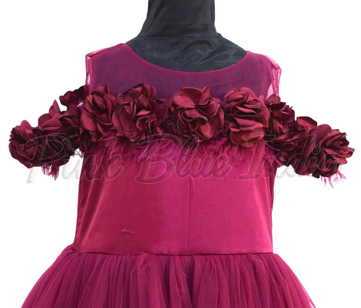Plum feather gown for girls party wear birthday stylish elegant look