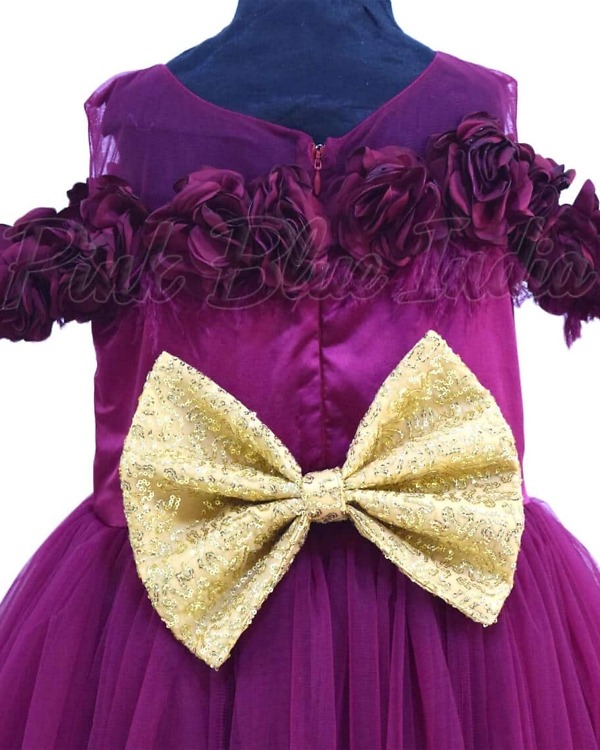 Plum color gown for girls birthday party wear stylish elegant outfit