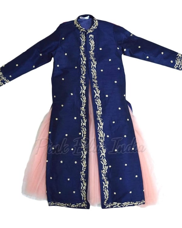 Skirt with blue jacket for girls wedding party stylish ethnic outfit