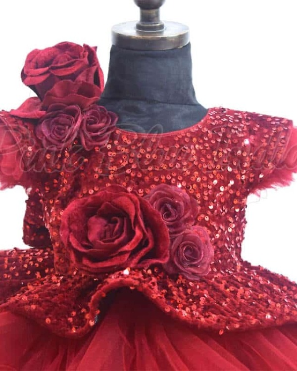 Girls velvet party gown for birthday wear elegant stylish outfit