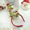 Golden red Christmas tinsel tree headband for kids, festive party wear, cute accessory