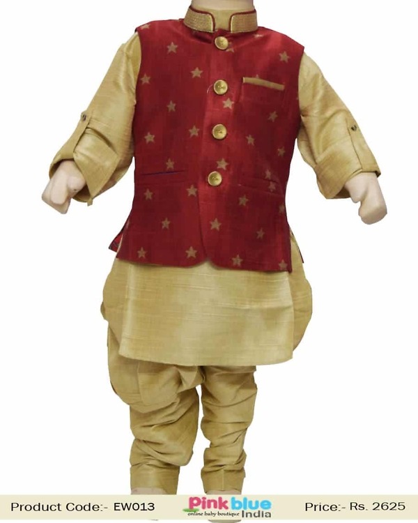 Golden yellow kurta pajama for boys festive wedding wear