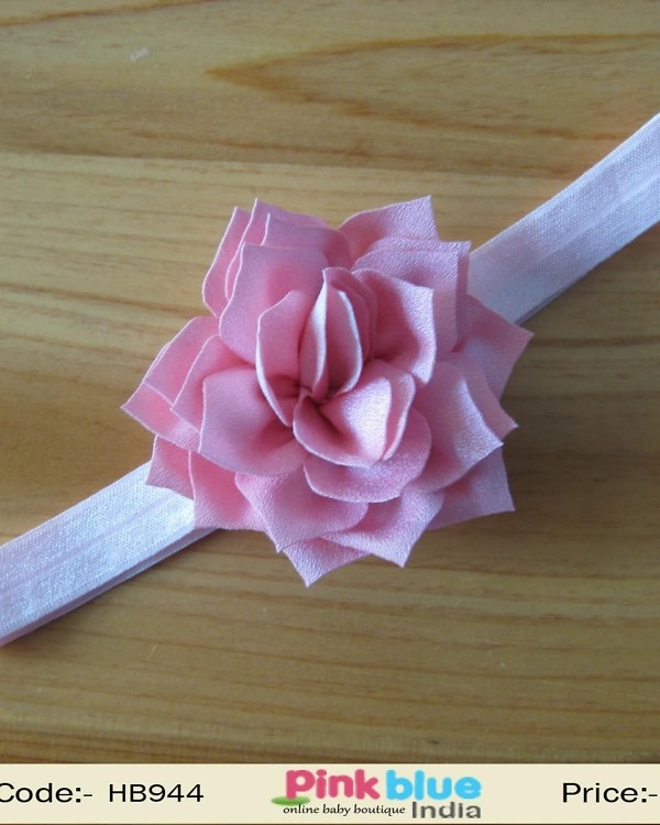 White and baby pink flower hair accessory for baby girl party wear, princess style