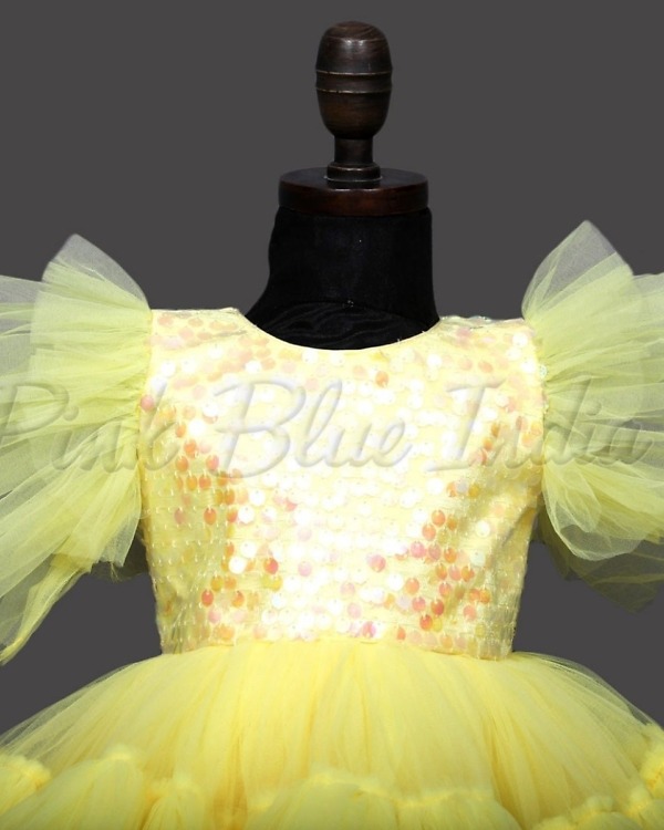 Yellow party dress for girls birthday celebration elegant outfit
