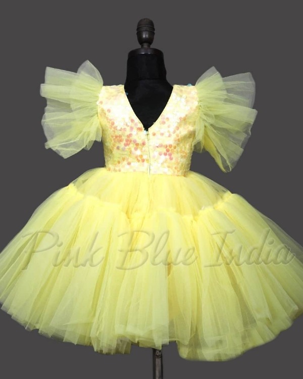 Yellow party wear gown for girls festive celebration stylish outfit