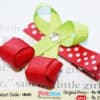 Green red baby girl hair accessory for festive wear, vibrant and cute