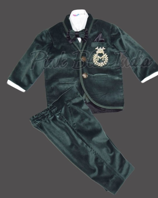 Green coat suit for boys wedding function elegant outfit