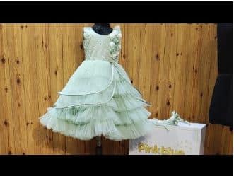 Green party dress for girls birthday celebration stylish outfit