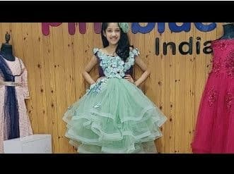 Green gown for kids birthday party elegant stylish outfit