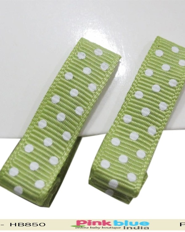 Toddler girl green polka hair pin festive accessory stylish party hair styling